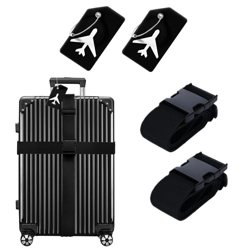 Product Introduction of Portable Travel Set, 4 Counts/set Luggage Straps & Silicone Luggage Tags, Handbag Travel Luggage Tag, for Travel Essentials 9