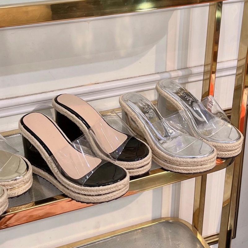 ( FROM NHỎ - tăng 1 size ) Dép Xuồng Quai Trong Viền Dây Cao 9p Nữ DéP Shoes