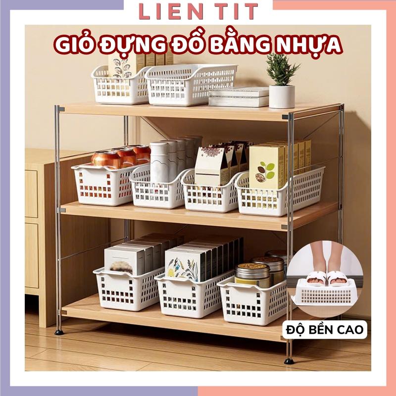 Giỏ Đựng Đồ Đa Năng Bằng Nhựa Dẻo Siêu Bền, Khay Để Đồ Dùng Văn Phòng Phẩm, Đồ Dùng Cá Nhân Có Tay Cầm Chia Ngăn Kéo Tủ Nhiều Kích Thước