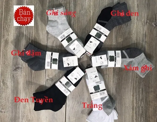 Combo 5 Đôi Vớ Tất UNI Cổ Cao - Chất Liệu Cotton Dầy Dặn - Thoáng Khí 8