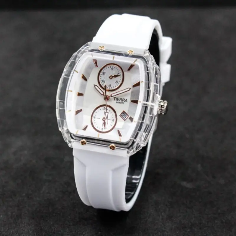 JAM TANGAN WANITA TIERRA TR-2202 FASHION ORI TANGGAL AKTIF TALI RUBBER 6