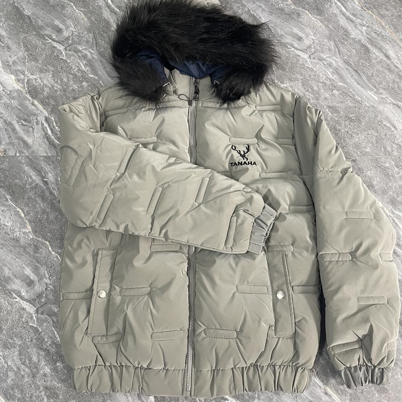 (THANH LÝ) Áo phao nam nữ mũ lông vải nhung bóng lì họa tiết sừng hươu