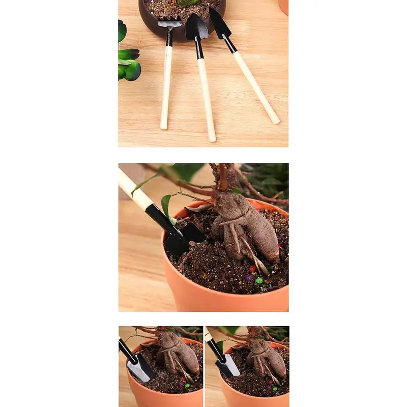 EPOCH Set Sekop Mini Tanaman Hias Shovel Spade Gardening Tools 3 PCS - LXY549 Besi Kayu Perlengkapan 3