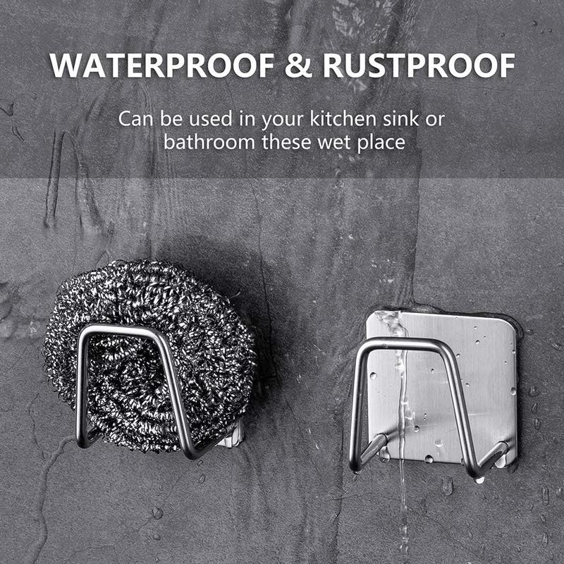 Product Introduction of Kitchen Sink Sponge Holder, 2 Counts Stainless Steel Sink Sponge Drain Rack, Kitchen Sink Accessories Storage Rack 8