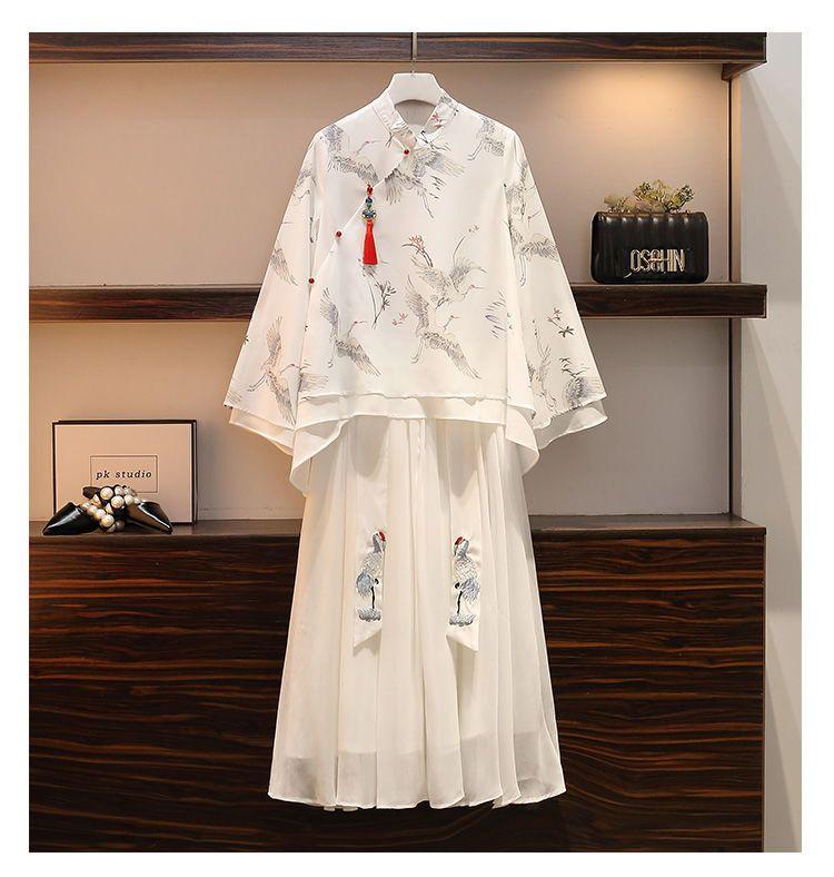 Product Introduction of Quần Áo Nữ, Cỡ Lớn, Bộ Hai Mảnh Áo Và Váy, Phong Cách Mùa Hè Cổ Xưa Cải Tiến Sườn Xám, Thiết Kế Đặc Biệt, Thích Hợp Cho Cô Gái Đầy Đặn, 2024 Top Women Pants Polo Jacket 3