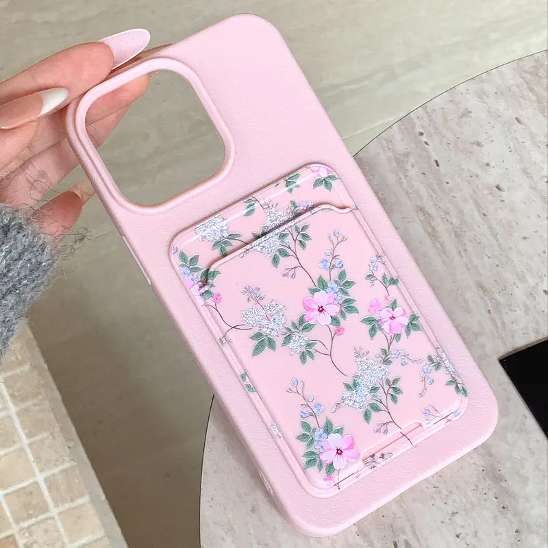 Flower Pattern Phone Case with Card Holder, 2 Counts/set Phone Protective Cover, Phone Accessories Compatible with iPhone 11 12 13 14 15 Pro Max 2
