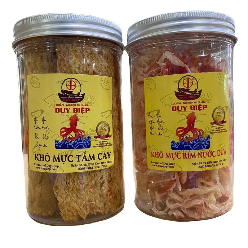 Combo 2hộp Khô Mực Duy Điệp Tẩm Cay và Khô Mực Rim Nước Dừa - Món Ăn Vặt - Snack Chua - Food