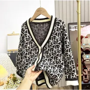 (SIZE 4,5,7,8TH) L2EJ-Kardigan Atasan Sweter Tebal Trendi Lengan Panjang V-Neck Wol