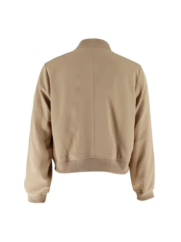 Women's Plain Flap Pocket Crop Bomber Jacket, Designer Jacket, Fitted Casual Comfort Long Sleeve Button Front Varsity Jacket, Lady Outerwear for Daily Wear, Womenswear, Coat, Winter Top, Longsleeves Tops for Women, Womenswear, Clothes for Women 7