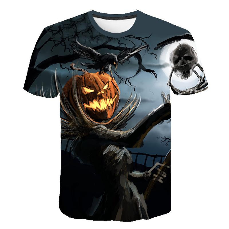 3D Printed T-Shirt Short Sleeved Top New Short Sleeved Halloween Printed Men'S Loose T-Shirt Street Trend Men'S Style  Menswear Polyester 1