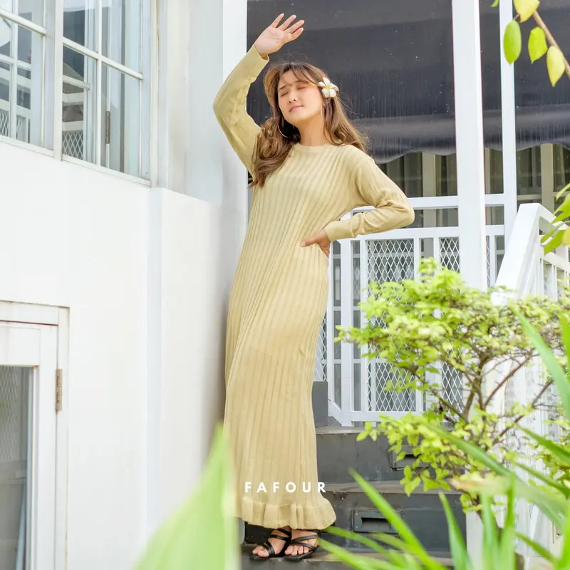 ELOISE - GAMIS DRESS RAJUT BASIC POLOS WANITA KRIWIL FIT BODY PREMIUM 5