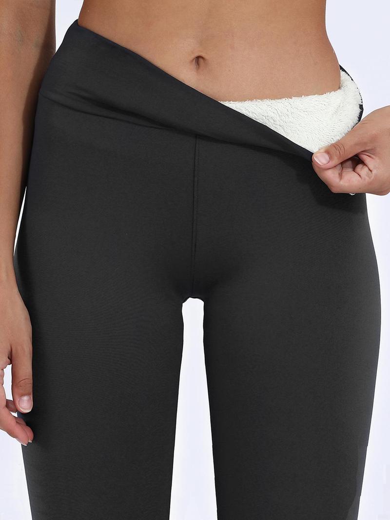 Product Introduction of Women's Solid High Waist Thermal Lined Leggings, Casual Comfy Skinny Pants for Daily Outdoor Wear, Trousers for Women Spring Warm Trousers, Women Bottoms for Fall & Winter Gym Wear Womenswear Comfort Basic Minimalist 7