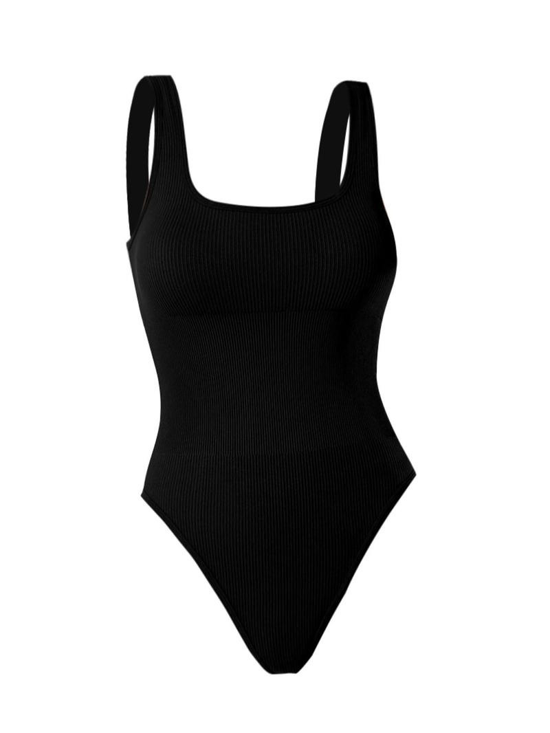 Product Introduction of YOZY Women's Solid U Neck Ribbed Seamless Bodysuit, Casual Sleeveless Bodysuit for Summer, Fashion Women's Clothing for Daily Wear 15