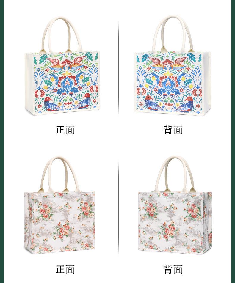 Product Introduction of Women's Bag Women's Bag Thick Retro Canvas Bag Custom in Stock Three-Dimensional Canvas Reticule Environmental Protection Shopping Bag Canvas Tote Bag 8