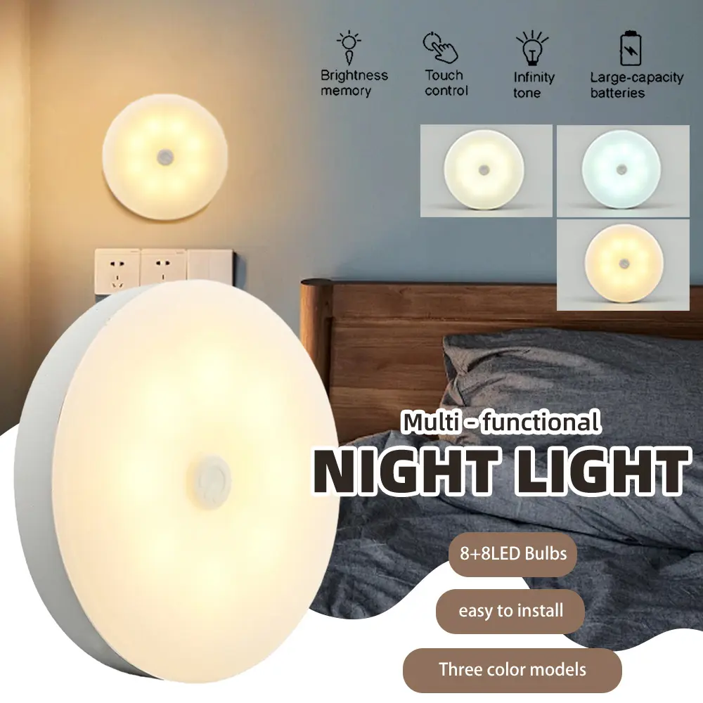 [Free Gift:  Plug In USB Lights ] 3 Color LED Night Light Touch Dimmable Lamp Portable Table Bedside Lamps USB Rechargeable Night Lamp