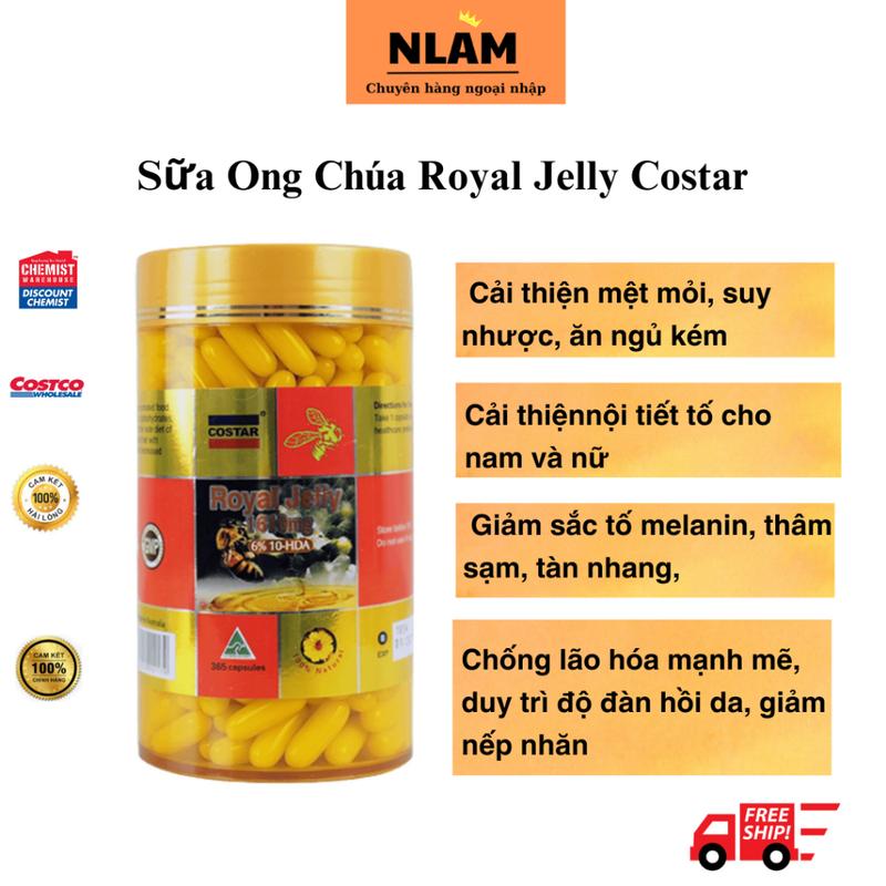 Chính hãng Sữa ong chúa Costar Royal Jelly 1610mg lọ 365 viên Úc hỗ trợ tăng sức đề kháng làm đẹp da