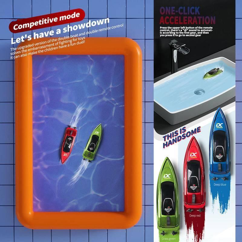 RC Children's Mini Remote Control Boat Speedboat Summer Swimming High Speed Rowing Submarine Toys for Boys Children Gift 6