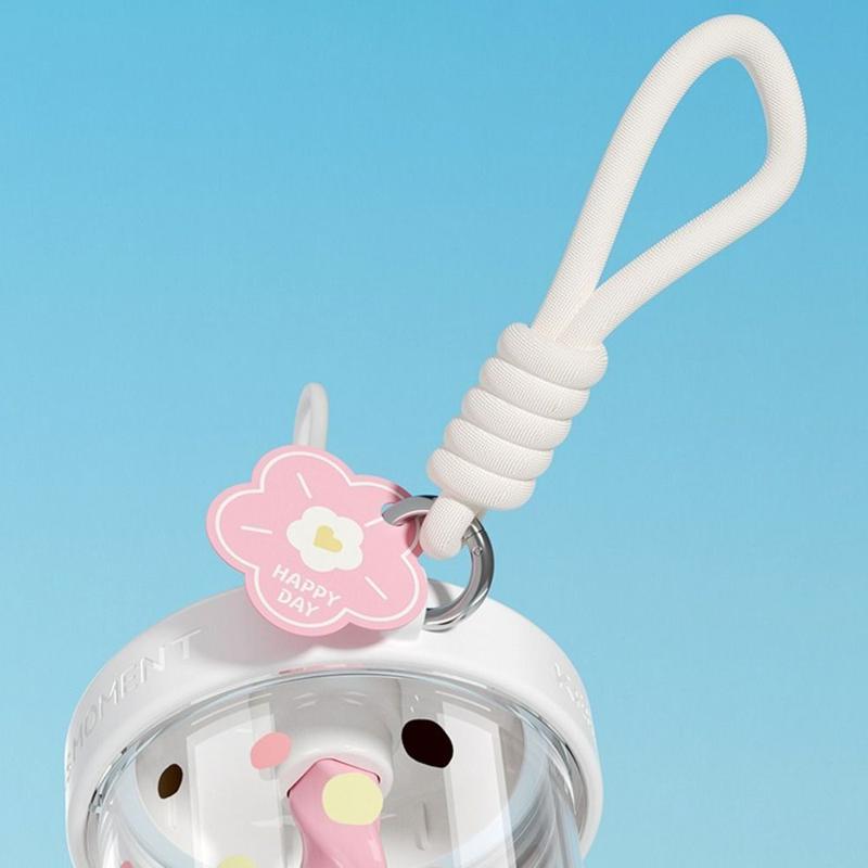 Product Introduction of Kawaii 580ML/520ML Water Bottles With Straw Straw Dust Cap Whey Protein Shaker Bottle Portable Handle High-capacity Insulated Thermal Cup Fruit Juice 20