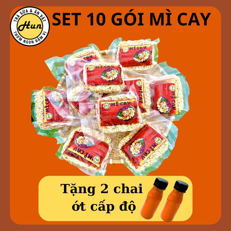 SET 10 GÓI MÌ CAY + Kèm 2  CHAI NƯỚC ỚT