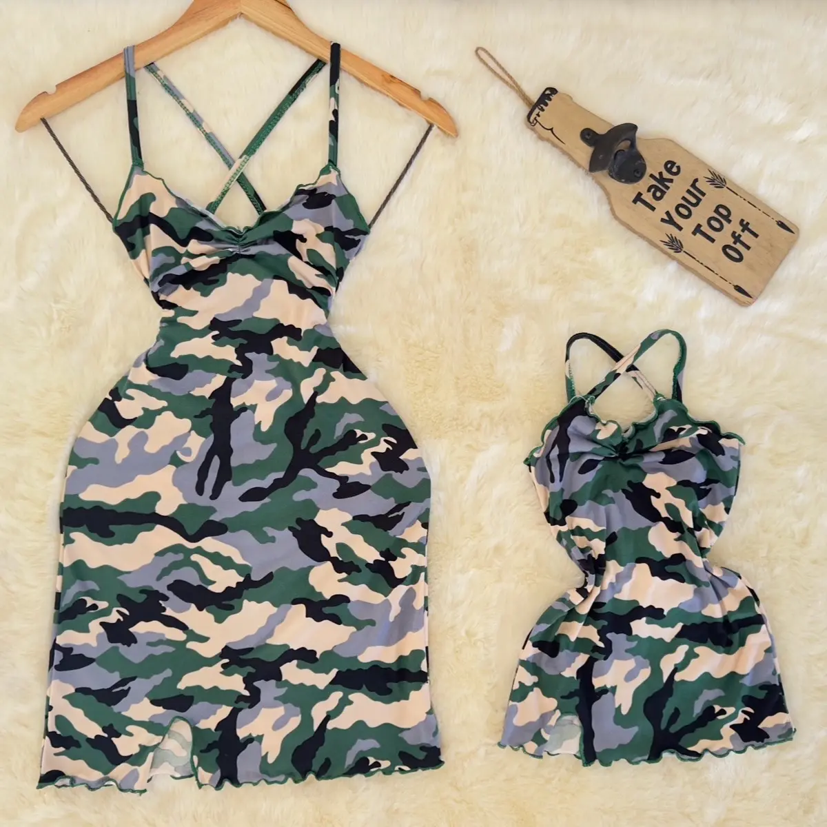 Zoey Mother-Daughter Twinning Outfit Set - XS to Small for Mom & 1-3 Years for Daughter, Sexy Slit Curve, Lettuce Edge Cotton Spandex, Casual Dress