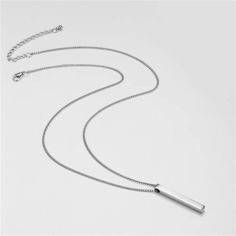 Product Introduction of TIMIA Personality Silver Hip-hop Stainless steel Black Gold Necklace for men Rectangle necklace Jewelry accessories Sweater chainornament 21
