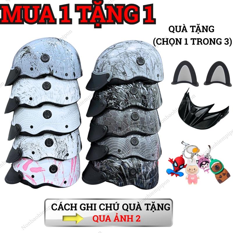 [MUA 1 TẶNG 1] Mũ bảo hiểm nửa đầu sơn nhúng Carbon cao cấp dành cho nam và nữ. Nón bảo hiểm thời trang chính hãng Long Thanh
