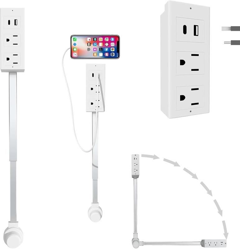 Electrical Outlet Extender, Access Hard-to-Reach Outlets! Features USB ...