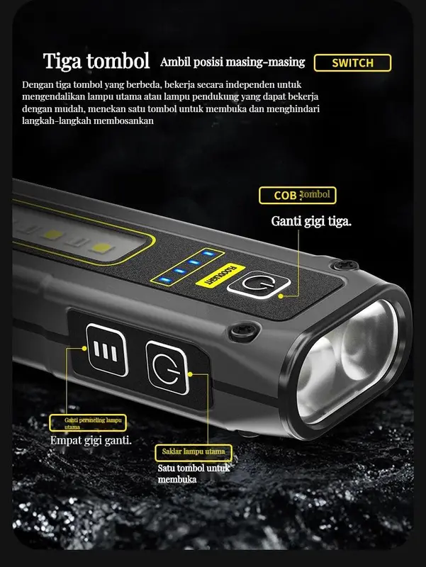 Lampu senter bank listrik LED mini dual penggunaan 4