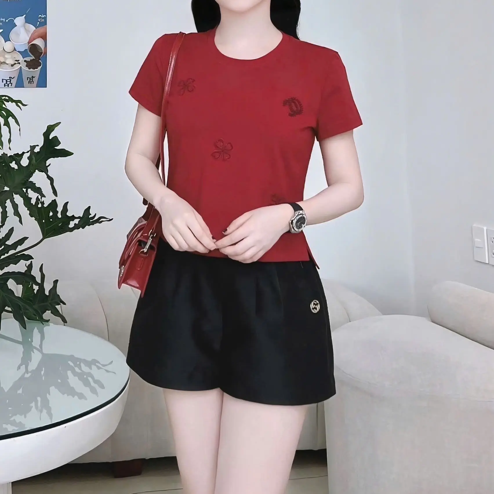 66_Áo thun nữ cổ tròn tay ngắn chất cotton ,fom vừa co giãn 4 chiều thời trang