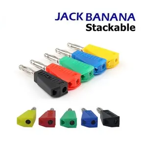 Jack Banana Stackable Segi Plastik 4mm Konektor Male Brass Nickel Plate Connectors Speaker Cable Adapter BA-109F