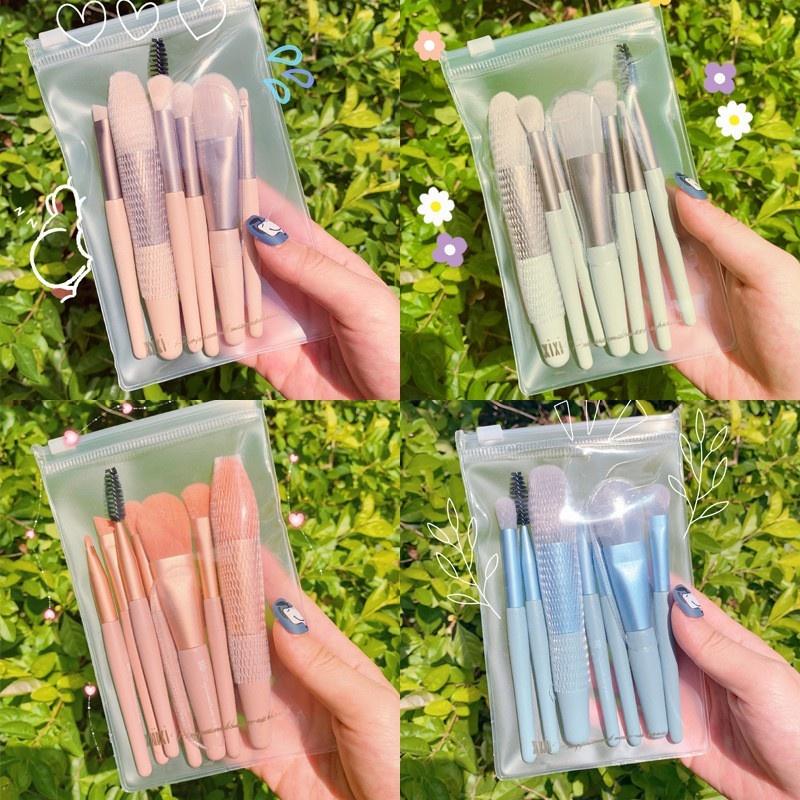 Full Bộ cọ 8 cây makeup lông mềm mịn tặng kèm túi Zip Vintage, Bộ cọ trang điểm cá nhân gốm 8 cây chính hãng 7