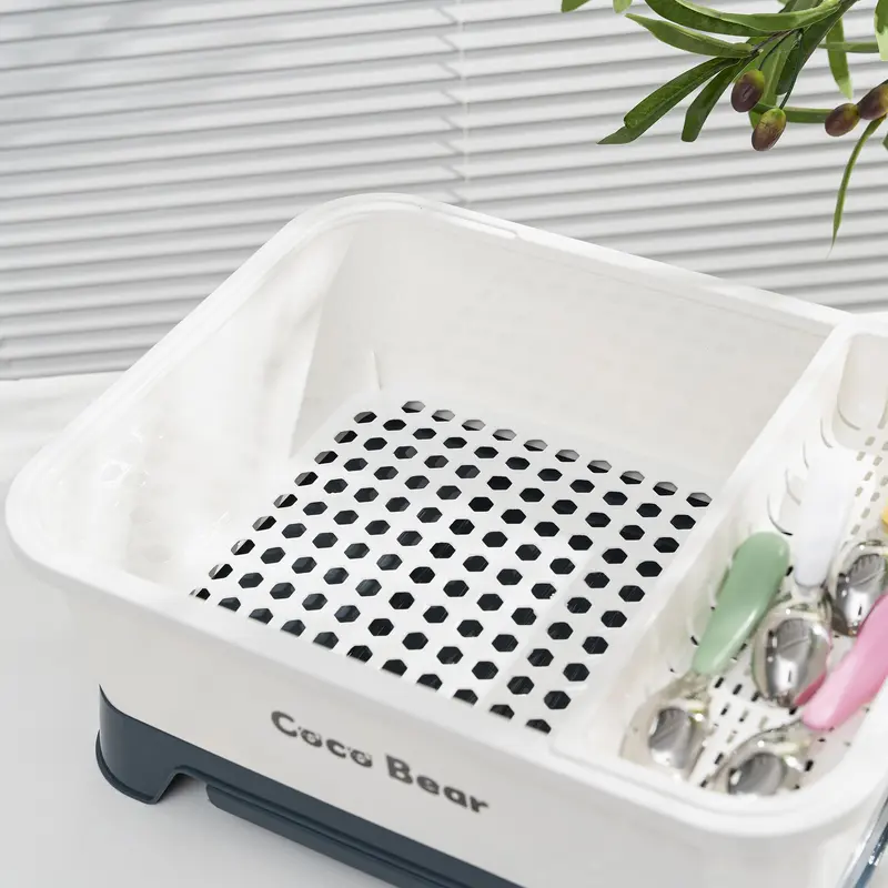 Rổ úp bát Cocobear 2in1 úp bình sữa cho bé, Khay úp bình sữa có nắp đậy an toàn Cocobear tiện lợi có giá hứng nước tiện lợi an toàn baby 4