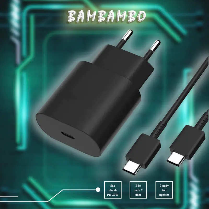 Bộ sạc nhanh 25w 2 đầu TypeC cho điện thoại SS, Android, phụ kiện sạc nhanh, full box sacnhanh 0