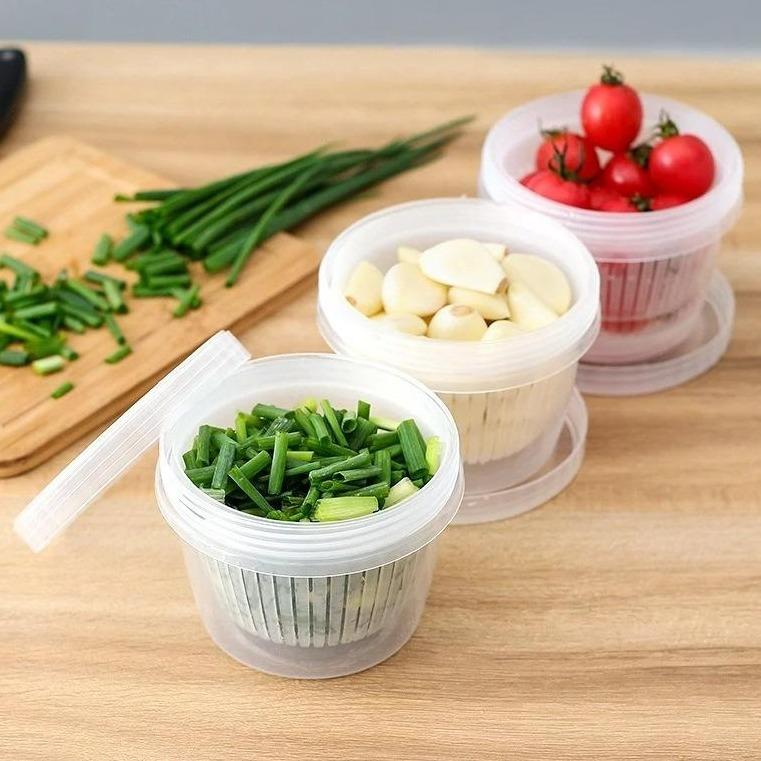 Combo 4 Hộp đựng thực phẩm hành tỏi nhựa trắng chống hư đồ, bảo quản tủ lạnh