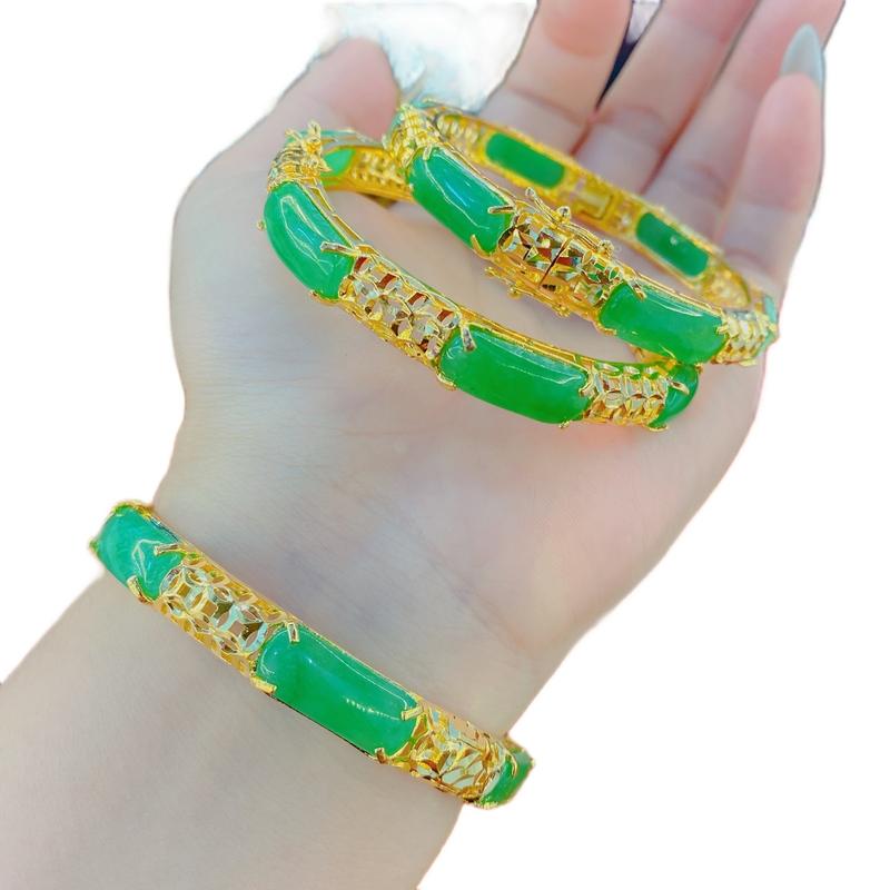 Vòng tay Cẩm thạch cao cấp họa tiết kim tiền đủ size -Hoakendy shop phụ kiện Kiềng