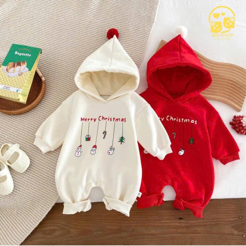  Quần áo Noel trẻ em Chất Nỉ Bông ấm áp Bộ body cho bé họa tiết Giáng sinh đáng yêu Bodysuit cho bé trai bé gái từ 0-12M Voi 