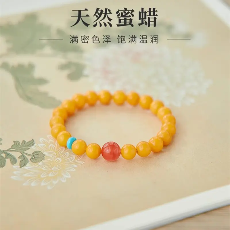 New Internet Celebrity Antique Imitation Beeswax Bracelet Calabash Pendent Turquoise Crafts Beads Simple Style Girlfriends' Bracelet cd  bracelet tennis bracelet