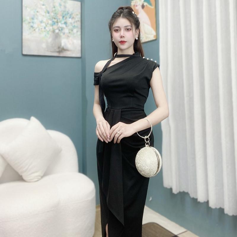 Váy Thiết Kế VQLADY D-A2 Nữ  Đầm thiết kế dáng ôm phối vạt lua phù hợp đi chơi và đi dự tiệc Dress Màu Trắng , Đen , Đỏ Voi Voi 5