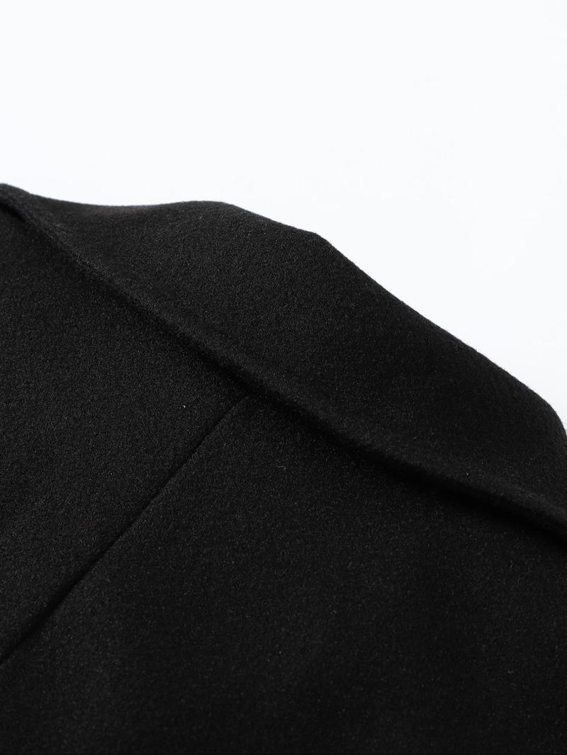 Product Introduction of Men's Solid Color Woolen Coat, Regular Fit Casual Long Sleeve Lapel Outerwear for Fall & Winter, Men's Clothes for Daily Wear 7