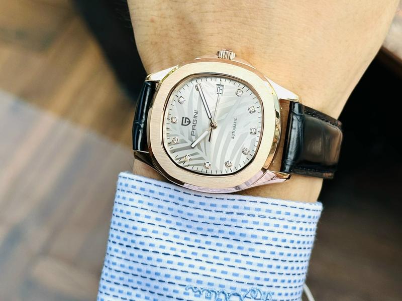 Đồng hồ nam máy cơ PA8115, chính hãng PAGINI, size 40 mặt lá liễu.