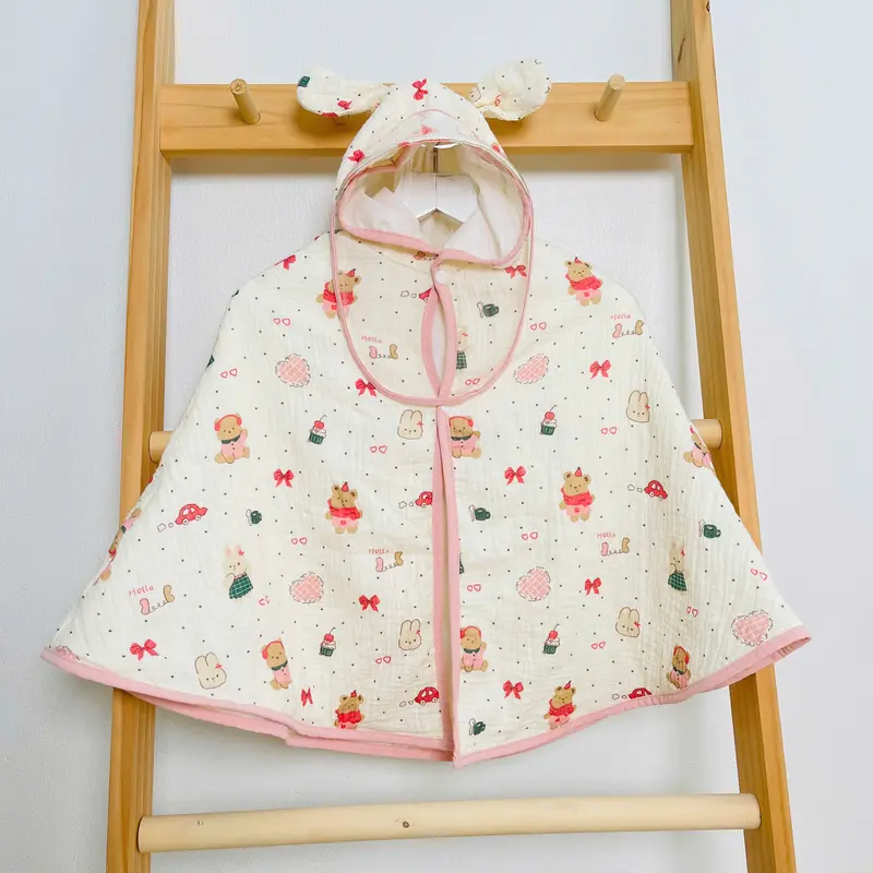 Áo choàng chống nắng cho bé chất xô muslin kèm tấm chắn HABY KIDS độ tuổi từ 0 đến 4 tuổi,( Shop xin điều chỉnh 3 lớp cũ xuống 2 lớp và 2 lớp xuống 1 lớp cho các mom chưa dùng xô muslin dễ hiểu ạ ) Voi Jean 7