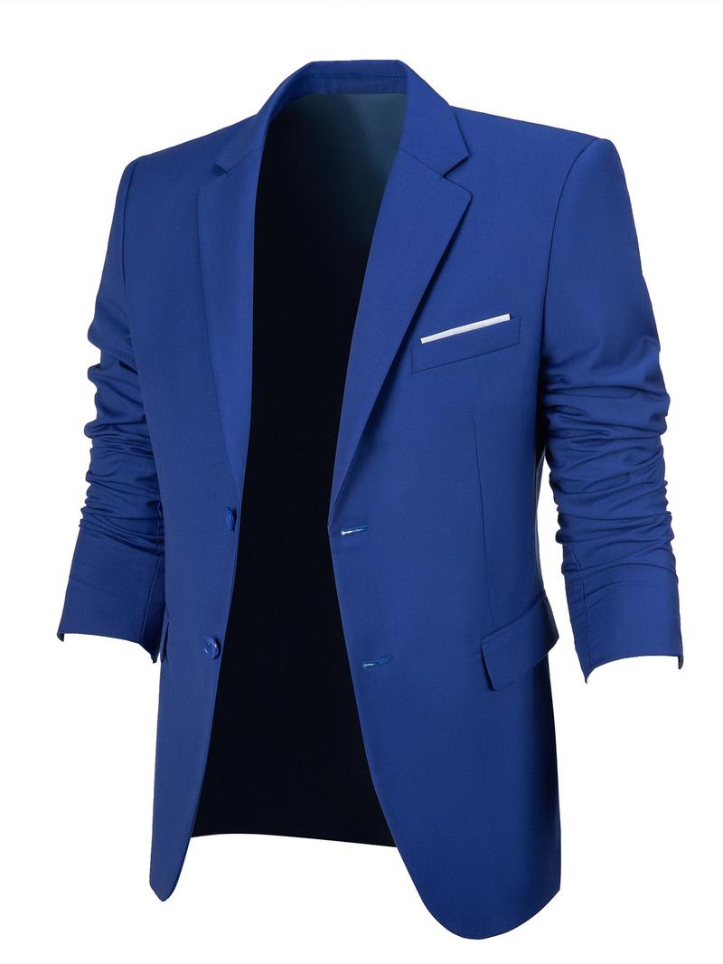 Product Introduction of Men's Solid Button Front Lapel Neck Suit Blazer, Regular Fit Long Sleeve Suit Jacket for Business Formal Occasions, Fashion Men's Clothing for All Seasons 9