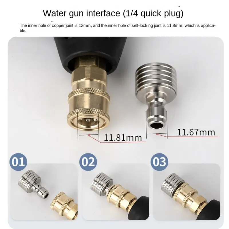 Vòi Rửa Xe Kết Nối Nhanh, 1 / 4 Mới, Chất Liệu Thép Không Gỉ Áp Suất Cao, Vòi Kết Nối Thông Dụng Kích Thước Nhỏ Phụ Kiện Rửa Xe Thông Dụng Thích Hợp Để Rửa Xe 3