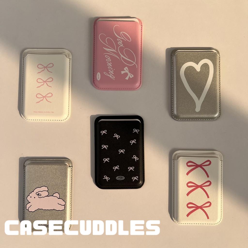 [CASECUDDLES] Cute Magsafe Wallet - Mag Safe | Dompet Magsafe | Case Lucu | Coquette Case | Case Pita | Casing Hitam | Black Pink White Silver Bow Ribbon