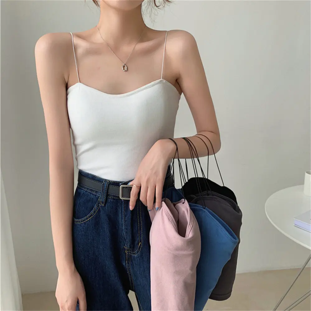 Áo Yếm Ống Có Dây Đeo Spaghetti Dành Cho Nữ, Áo Cropped Xén, Áo Ba Lỗ, Làm Bằng Bông, Thiết Kế Trơn, Phong Cách Thường Ngày Thích Hợp Cho Nữ, Đồ Lót Cỡ Trung Bình Vừa Vặn Thoải Mái Cho Phụ Nữ, Phong Cách Cơ Bản Và Tối Giản.