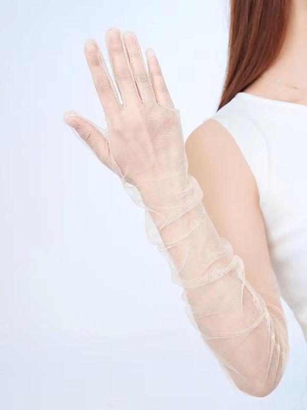 Women's 1 Pair Solid Mesh Gloves, Elegant Gloves For Wedding Party Evening Formal Occasion, Transparent Clothes Accessories For Banquet 1