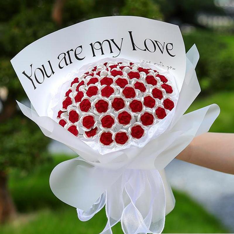 Set Of Materials To Make A Bouquet Of 52 Roses, A Beautiful Holiday ...