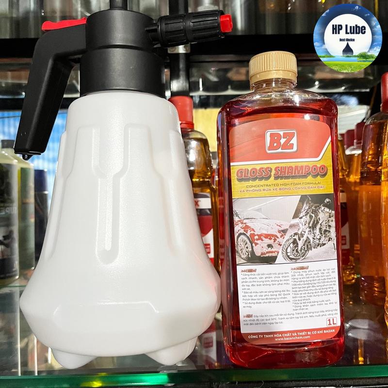 Combo Xà Bông BZ Nước Rửa Xe BZ + Bình Bọt Tuyết Lớn 2L tặng kèm vòi xịt