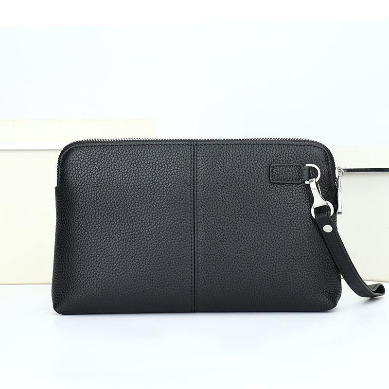 Liinz Clutch Cầm Tay Da Bò 2 Khoá L6077 - Túi kẹp nách nam