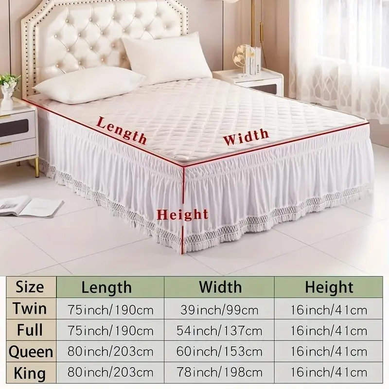 Solid Color Ruffle Trim Bed Skirt, Soft Comfortable Bed Skirt, Bedding Supplies for Home Bedroom Hotel Dormitory 1